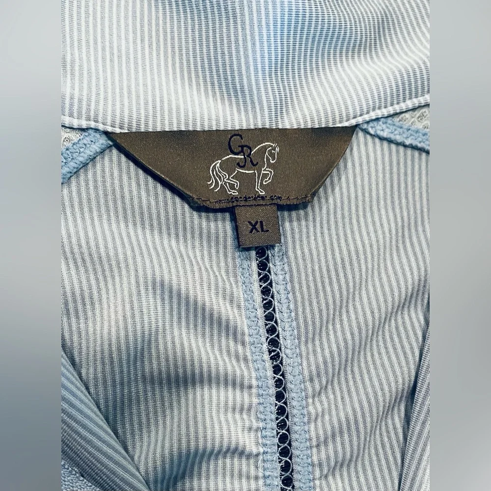 Goode Rider Perfect Sport Shirt 1/4 Zip mock Neck light Blue SZ. XLG equestrian - Picture 3 of 16